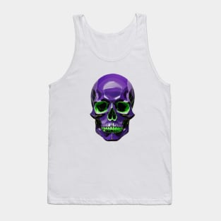 Roses of Darkness: Urban Stylish Green and Violet Skull Aesthetic Artwork for Halloween Tank Top